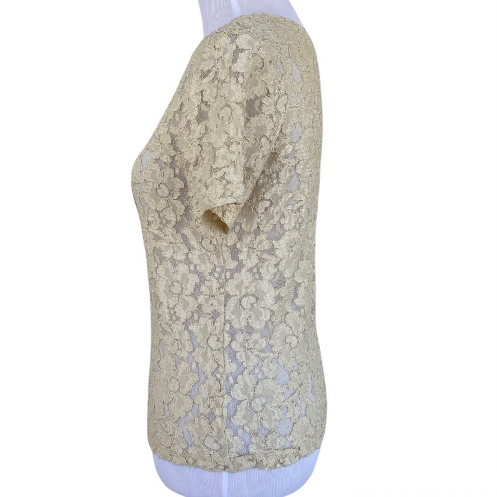 Victoria's Secret Vintage Gold Label Sheer Floral Lace Top Cream Size Medium - Picture 3 of 6